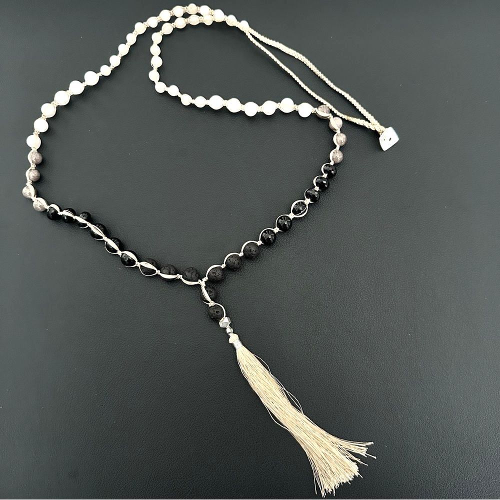 Nakamol Beaded Stone Statement Tassel Necklace